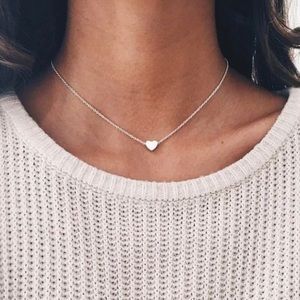 Stainless steel heart pendant choker necklace